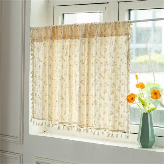 Floral tassel short curtain