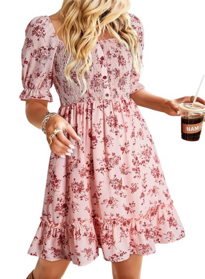 Romantic floral square neck dress - Image 5