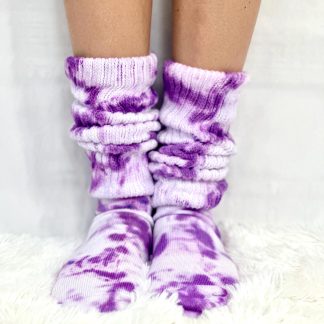 Tie-dyed pile socks