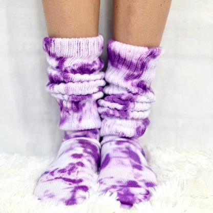 Tie-dyed pile socks