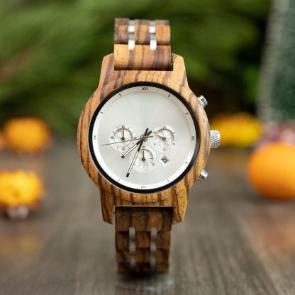 Zebra wood multi-function chronograph watch - Image 6