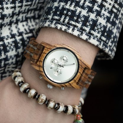 Zebra wood multi-function chronograph watch - Image 4