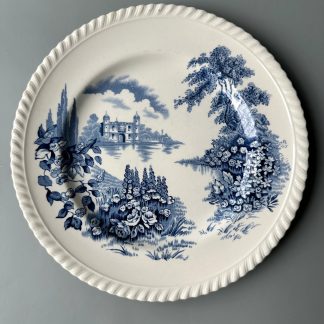 Blue and white landscape porcelain plate