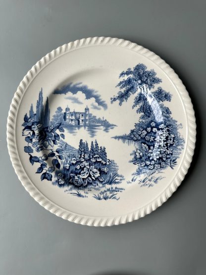 Blue and white landscape porcelain plate