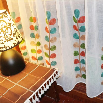 Hand-painted plant style short curtain - Image 4