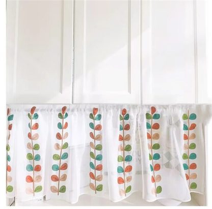 Hand-painted plant style short curtain - Image 3