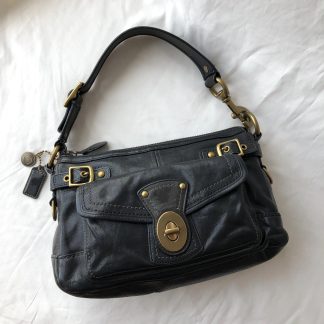 Vintage black leather shoulder bag