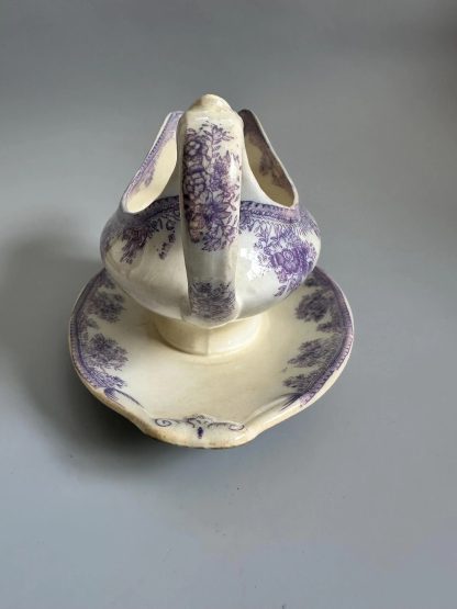 Vintage Purple Pattern Ceramic Sauce Boat - Image 4