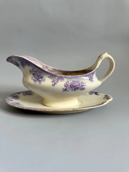 Vintage Purple Pattern Ceramic Sauce Boat