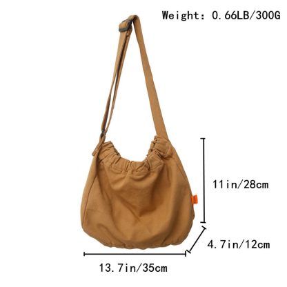 Khaki Crinkled Canvas Shoulder Bag - Image 4