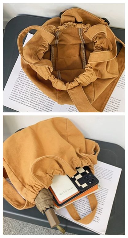 Khaki Crinkled Canvas Shoulder Bag - Image 3