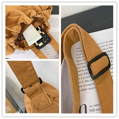 Khaki Crinkled Canvas Shoulder Bag - Image 2