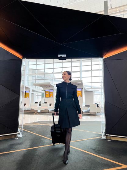 Stewardess style waisted black dress - Image 7