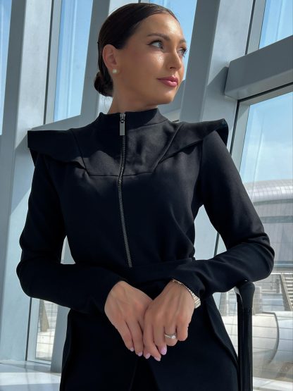 Stewardess style waisted black dress - Image 2