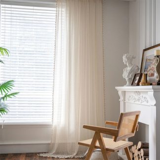 Lace tassel tulle curtain