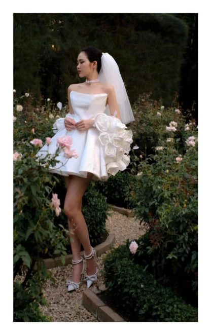 White Strapless Tutu Wedding Dress - Image 3