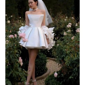 White Strapless Tutu Wedding Dress
