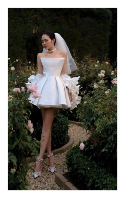 White Strapless Tutu Wedding Dress