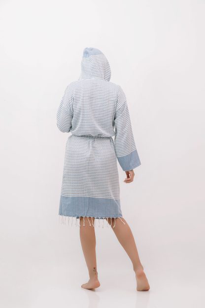 Blue and white striped bathrobe - Image 3