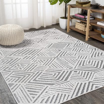 Geometric lines outdoor woven rug - Image 11