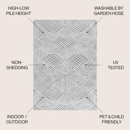 Geometric lines outdoor woven rug - Image 9