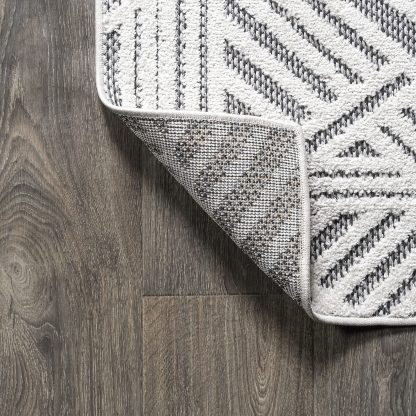 Geometric lines outdoor woven rug - Image 6