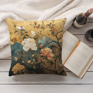 New Chinese style landscape flower pillow
