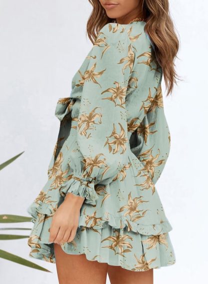 Mint Green Gold Floral Dress - Image 4