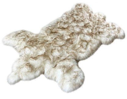 Faux Sheepskin Bear Shape White Brown Carpet - Image 5