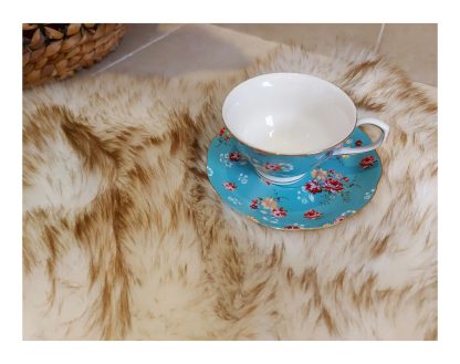 Faux Sheepskin Bear Shape White Brown Carpet - Image 4