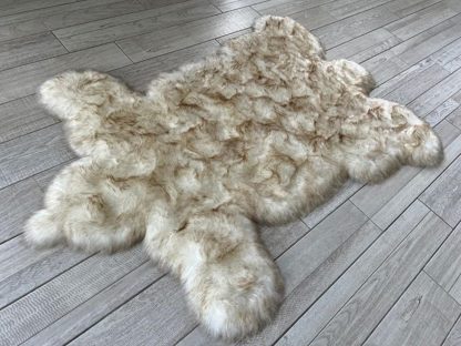 Faux Sheepskin Bear Shape White Brown Carpet - Image 3