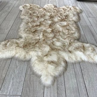 Faux Sheepskin Bear Shape White Brown Carpet