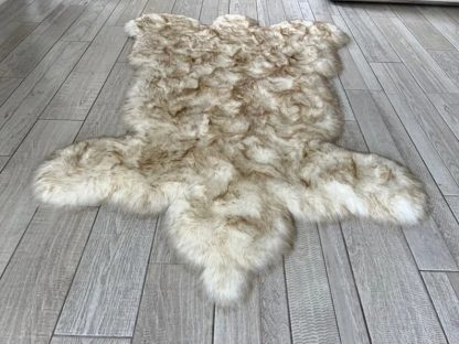 Faux Sheepskin Bear Shape White Brown Carpet