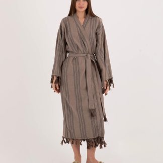 Striped tassel bathrobe