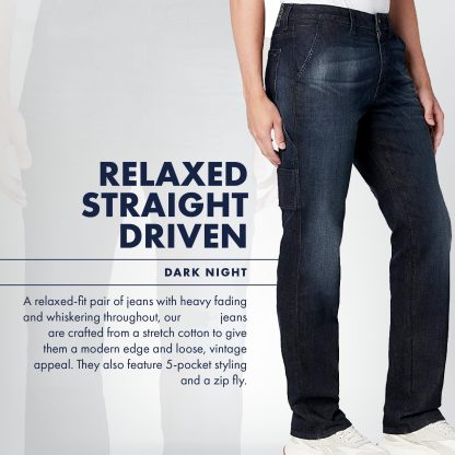 Men's dark blue washed jeans - Image 4
