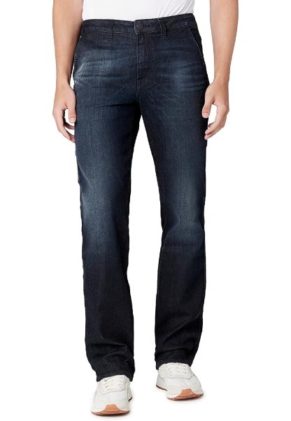 Men's dark blue washed jeans