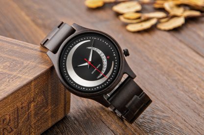 Moon phase power display design wooden watch - Image 2