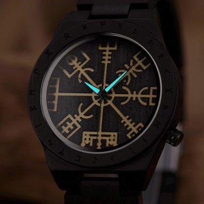 Mysterious rune pattern featured wooden watch - Image 2