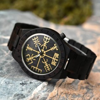 Mysterious rune pattern featured wooden watch