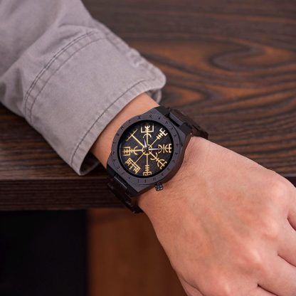Mysterious rune pattern featured wooden watch - Image 4