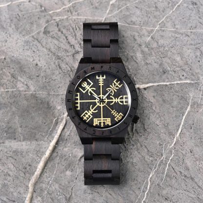 Mysterious rune pattern featured wooden watch - Image 5