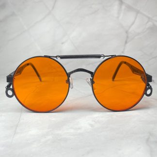Steampunk retro round frame sunglasses