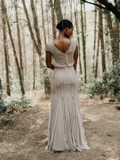Light grey embroidered mesh dress - Image 5