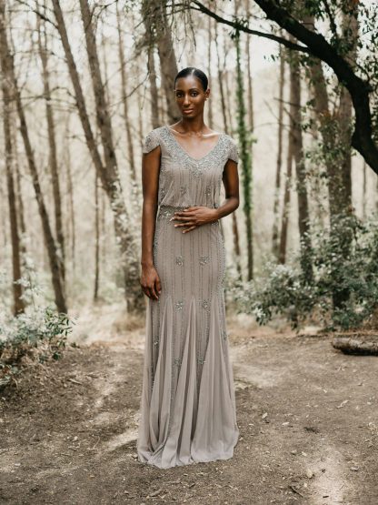 Light grey embroidered mesh dress