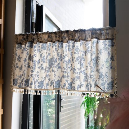 Blue and white tassel short curtain - Image 6