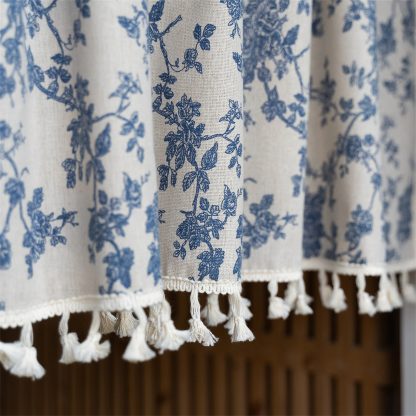 Blue and white tassel short curtain - Image 2