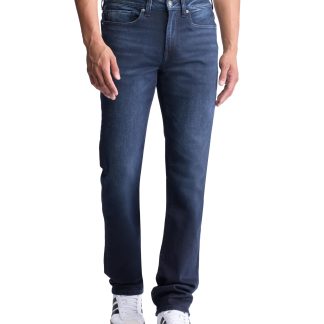Dark blue washed straight jeans