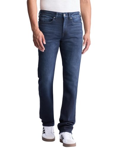Dark blue washed straight jeans