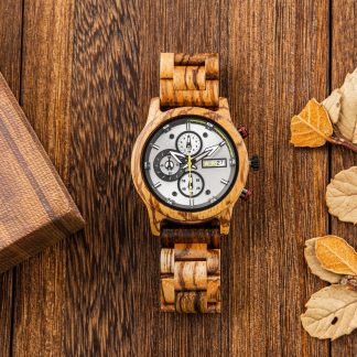 Natural texture strap silver dial watch
