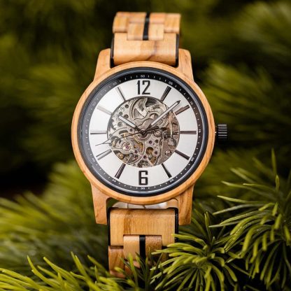 Natural texture wooden mechanical watch - Image 3
